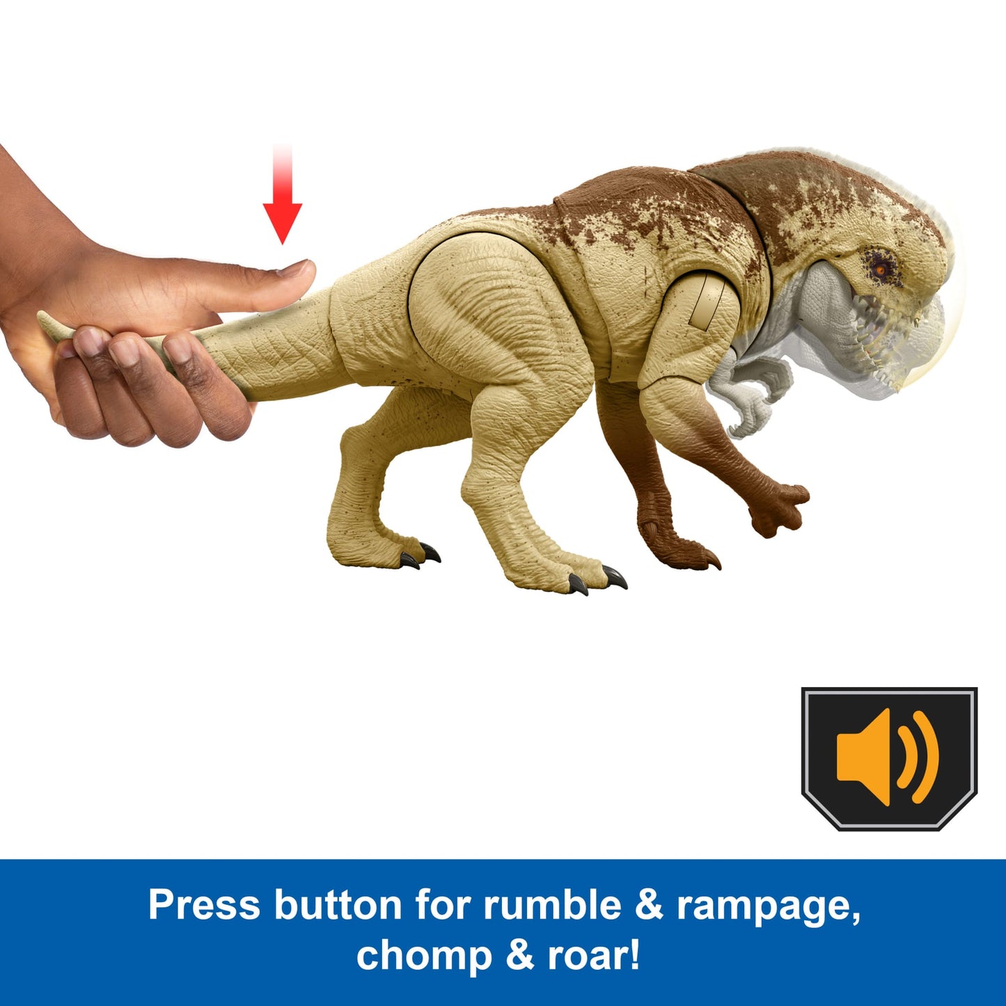 Jurassic World Rebirth Distortus Rex Action Figure, 22 Inch Rumble N Rampage Dinosaur Toy, 2 Attacks