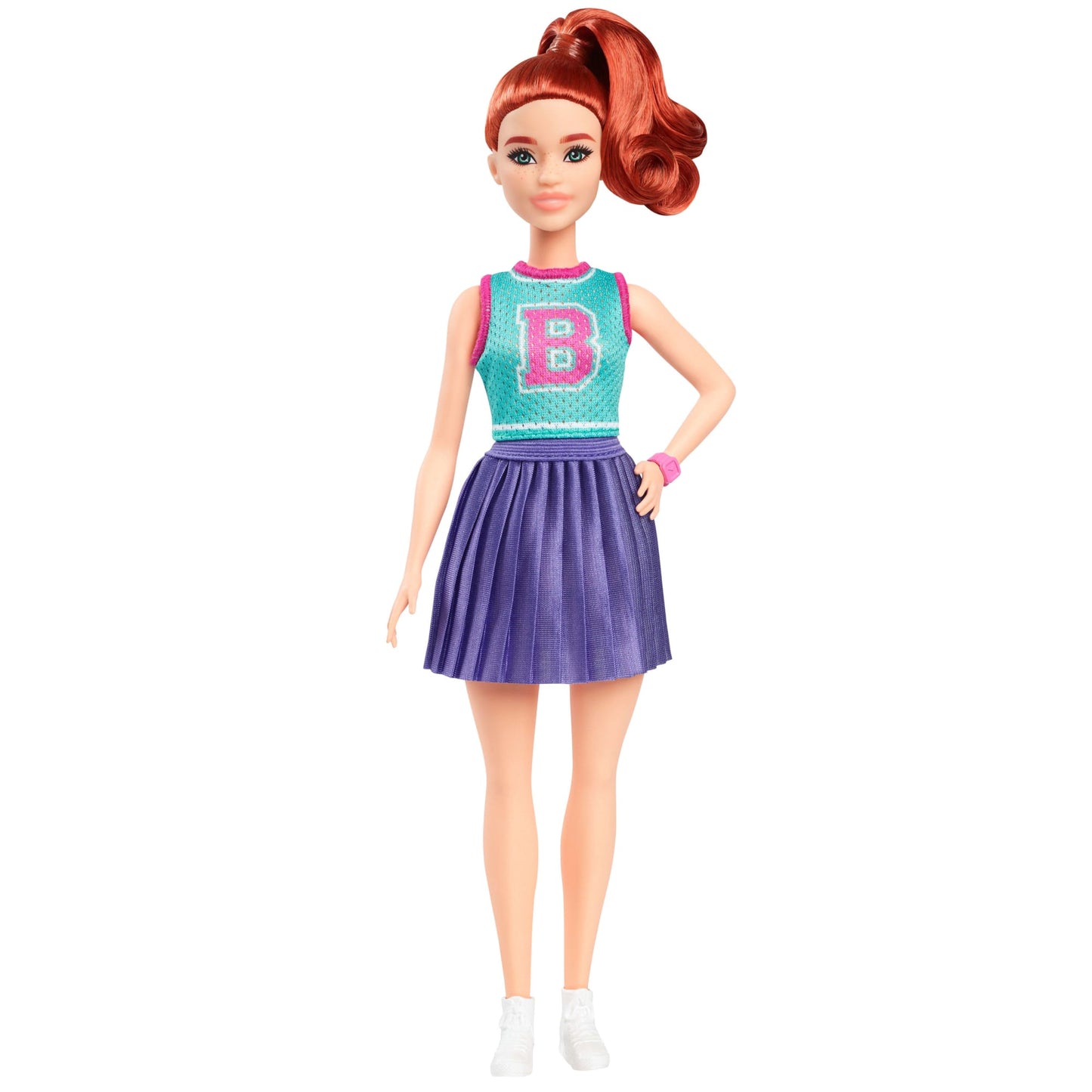 Barbie Fashionista Muñeca Playera Verde y Falda Morada