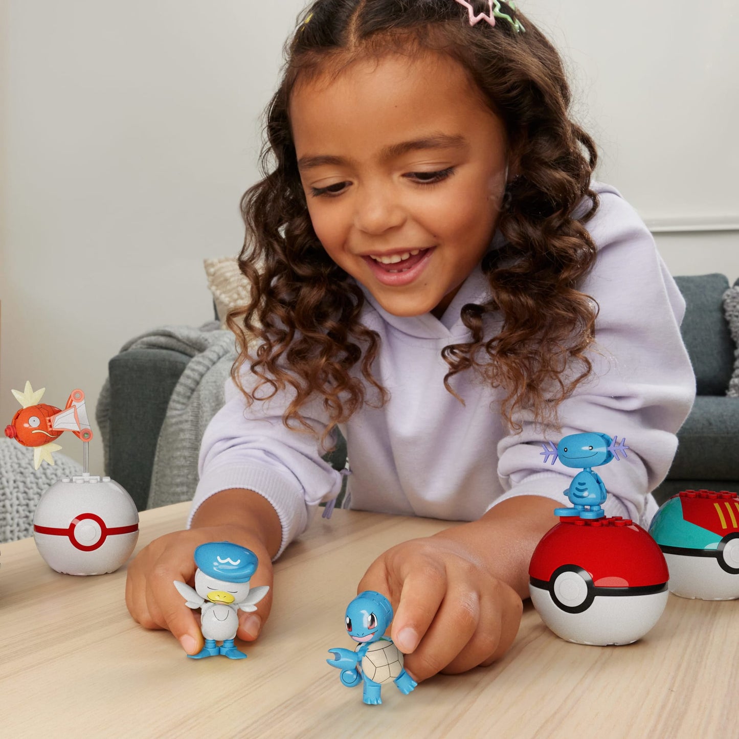 Coffret de Construction Équipe de Type Eau Mega Pokémon, 2Figurines Articulées, 79Pièces, Pour enfants